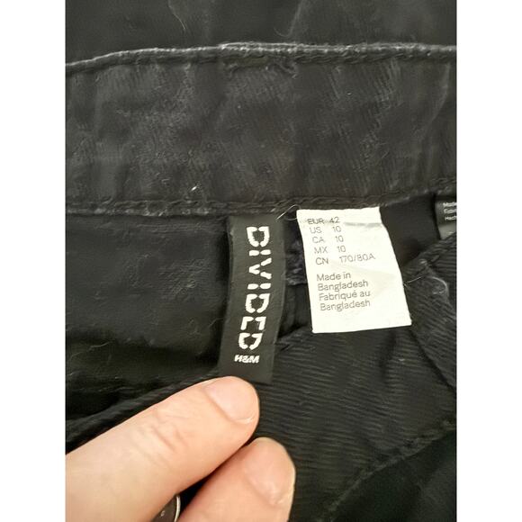 H&M Divided The Easy Soul 100% Cotton Mid-rise Black Wide Leg Baggy Jeans 10 - Picture 3 of 8